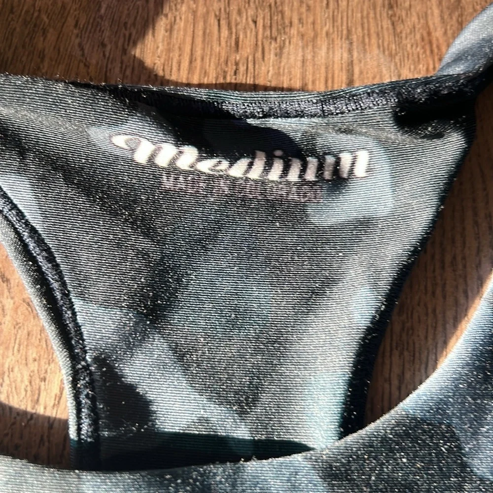 EUC Colorado Threads Longlines Sports Bra Medium Blue Camo